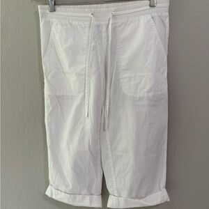 Calvin Klein White Cotton Capri Pants XS Drawstring Waist